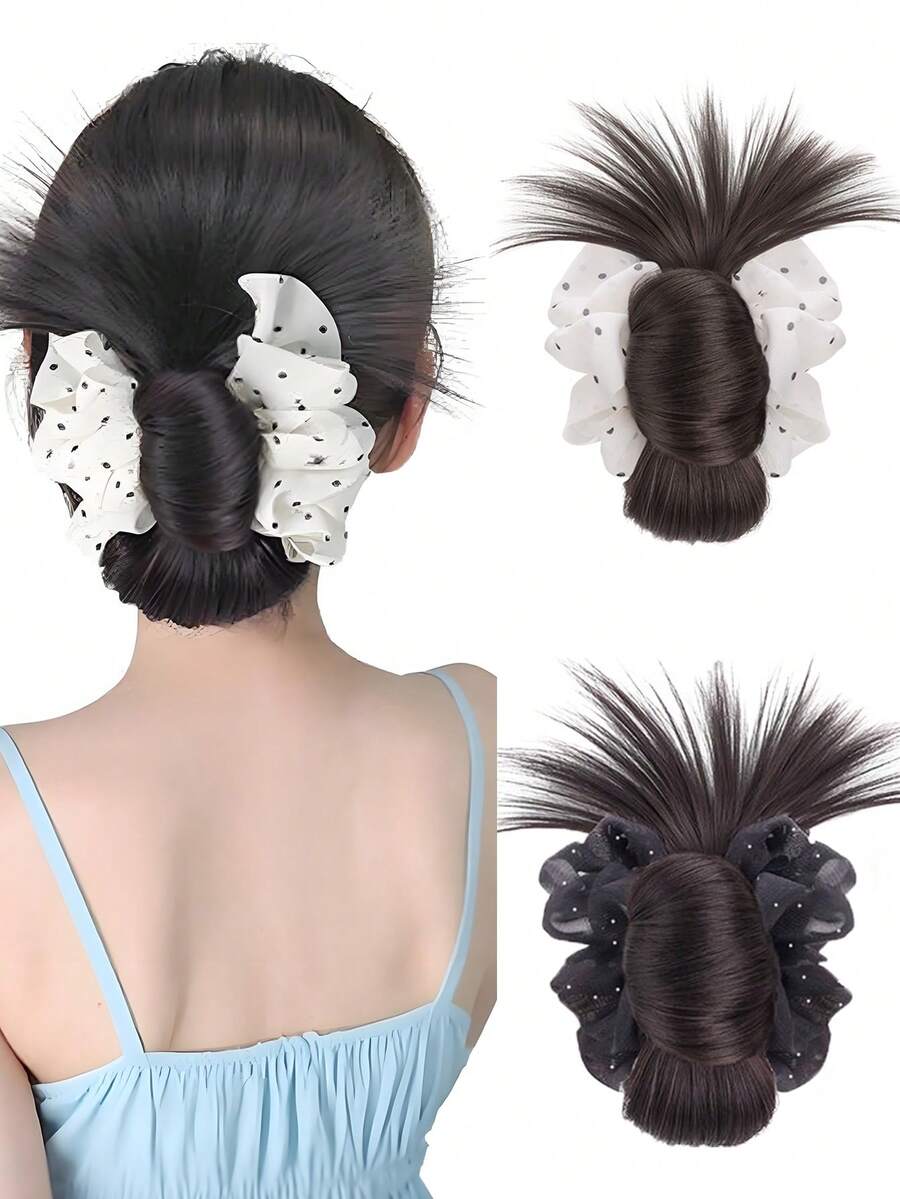 Clip de pelo sintético para mujer, clip de pelo con flor de plumas, clip de pelo para moño bajo, peinado postizo, clip de pelo occipital, clip de pelo de moda otoñal para mujer, accesorios de pelo de otoño, elegante clip de pelo tipo garra, clip de pelo, clip de pelo de disfraz de vacaciones de invierno para mujer - Multicolor - Ver 1