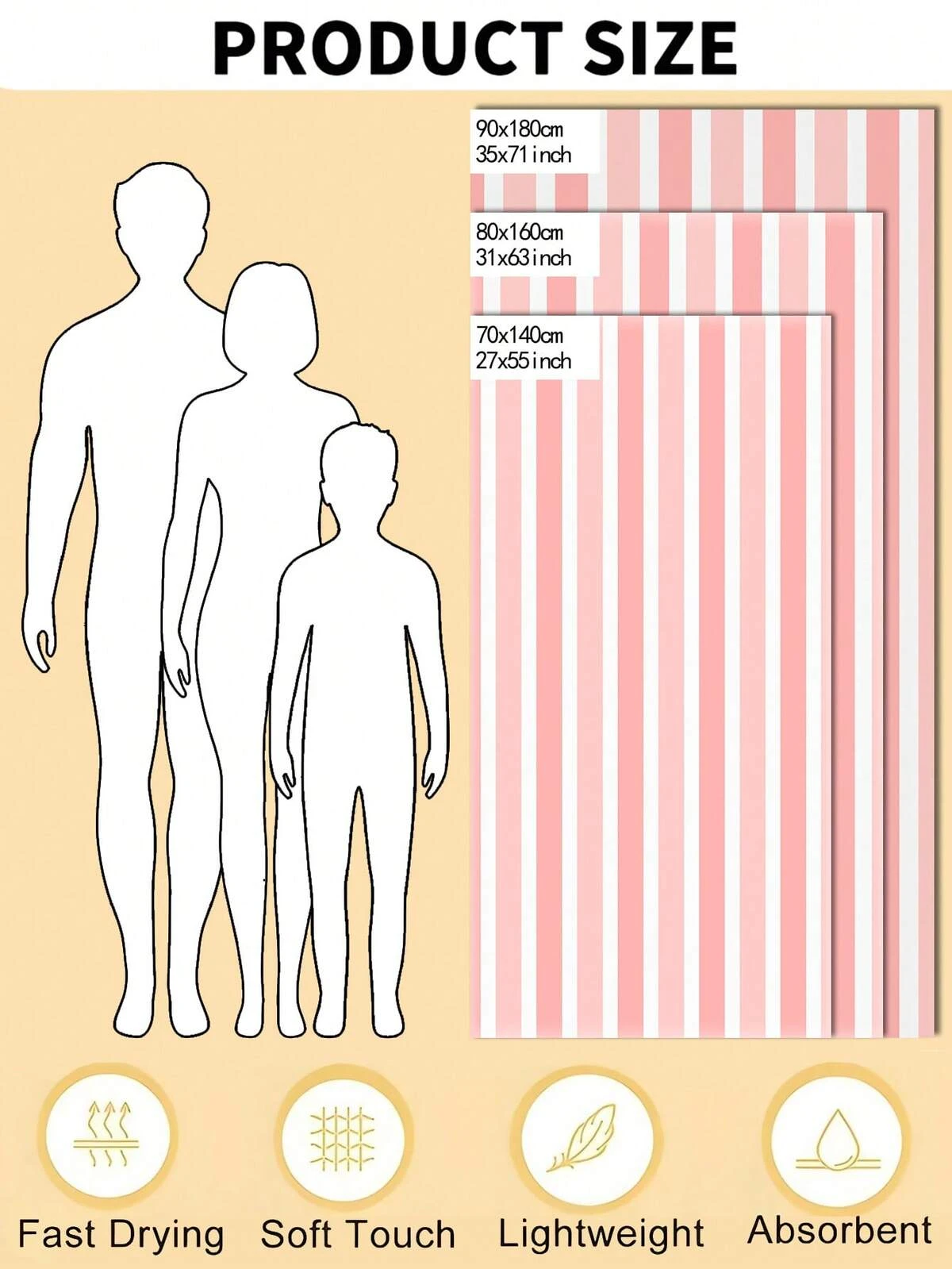1 pièce Serviette de plage à motif de ligne simple, serviette de plage rayée absorbante douce de tailles multiples, convient pour les voyages, les vacances, les sports, la salle de bain, la piscine et le camping, serviette de voyage tricotée moderne avec une forte absorption d'eau 6