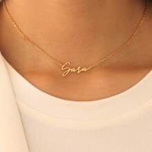 1 buc colier cu nume personalizat scris de mână, colier cu nume personalizat din oțel inoxidabil, pandantiv tăiat cu laser/Design minimalist, pentru femei și bărbați, accesoriu de vară, cadou de petrecere de ziua de naștere/Ziua Îndrăgostiților