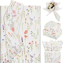 10 张花卉薄纸用于礼品包装，50*35 厘米彩色薰衣草图案包装薄纸用于圣诞节、生日、婚礼包装，棕色杏色纸质礼品包装纸，可爱草莓薄纸 - 禮品包裝紙 - 查看 4