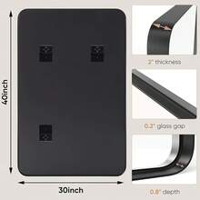 DUMOS Black Metal Framed Vanity Rounded Rectangle Bathroom Mirrors Over Sink Wall, 36x24 Inch Large Matte Mirror, Modern Decorative Restroom, Farmhouse, Horizontally Or Vertically Hanging - 黑色/長方形 - 查看 8
