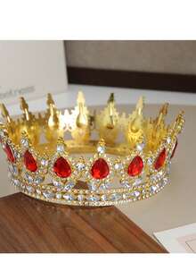 1Pc Rhinestone Baroque Pageant Crowns Cake Decorations Queen Princess Tiara Sparkling Headpieces Crystal Cake Topper - Multicolor - View 5