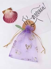 5/10/20/50/100 Pieces Butterfly Multi-Color Gauze Bags, Gift Packaging Bags, Gift Bags, Home And Daily Necessities, Nylon Bag Storage Bags, Festival And Party Supplies, Wedding Supplies, Gift Decoration Packaging, Small Packaging Bags, Jewelry And Accessory Packaging, Gift Hanging Bags, Birthday Gift Jewelry Drawstring Bags - Purple - View 7