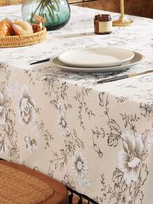 1 件复古黑白花卉流苏桌布，用于咖啡桌、床头柜、家居装饰的装饰罩，适用于餐厅、聚会、晚餐、节日派对、宴会、野餐和露营，四季皆宜