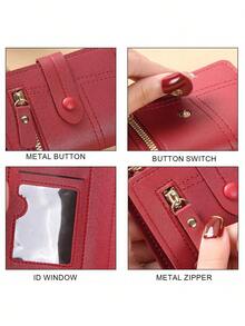 2 件女士短款钱包大容量按扣零钱包双折多功能手提包卡包适合日常使用返校礼物生日礼物女士礼物钱包迷你钱包钱包小钱包可爱钱包