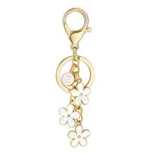 1pc Fashionable & Cute Letter Key Chain With Alloy White Flower Pendant Charm Key Ring, Accessory For Women And Students Car Accessories Goth Y2k