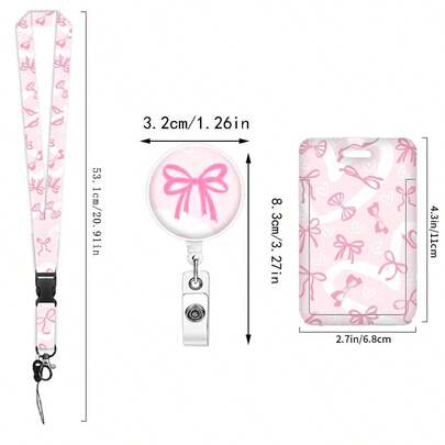 1 Set Of 3 Pcs Adjustable Lanyard ID Card Holder, Durable Plastic Reel With Safety Clasp, Suitable For Nurses, Doctors, Office Professionals, Nurse Badge Holder, Workplace ID, Fashion Accessory, Sturdy Structure, Exclusive For Corporate Employees