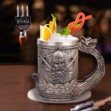 550ml Creative Personalized Wooden Barrel Resin Mug, Handmade Imitation Wood Stainless Steel Stein, Large Capacity Water Glass, Resin Art Craftsmanship For Bar Back To School
