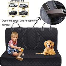 Dog Car Seat Cover Waterproof, Non-Slip, Scratch-Proof & Easy-To-Clean Protector For 60/40 Split Bench Seats In Cars & SUVs, Black, Standard - 135cm Width - Multicolor - View 5