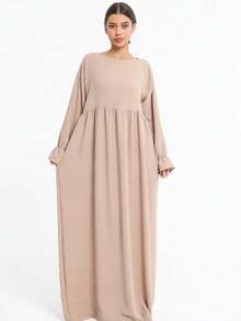 1 chiếc váy maxi trơn màu cho nữ, kiểu áo choàng dài kaftan rộng rãi, thiết kế nghệ thuật, đa năng, phù hợp với mọi mùa, cỡ lớn - Nhiều màu - Xem 5
