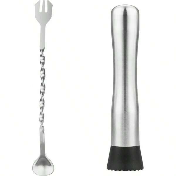 Tifanso Muddler For Cocktails, 10&#34; Muddler And Long Handle Bar Cocktail Mixing Spoon, Stainless Steel Stirrer, Bar Accessories Tools For Mojitos Fruit Drinks