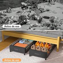 Organizador de Almacenamiento para Cama, 2pcs Contenedores de Almacenamiento Debajo de La Cama con Ruedas, Zapatera Bajo Cama para Ropa, Mantas, Juguetes, Zapatos y Libros - Negro1 - Ver 8