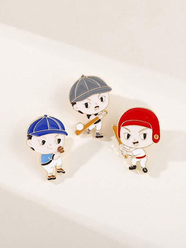 1 pièce Insigne de broche créatif en métal représentant un garçon de baseball, style sportif de style dessin animé. Accessoire de vêtement, accessoire de sac, petite médaille, cadeau parfait pour les amis et la famille