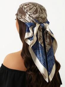 1pc 35.4 Inch Square Scarf, Fashion Printed 90cm Scarf Shawl Neckerchief Luxury Silk Feeling For Women, All Season