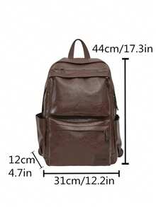 Balo thường ngày cổ điển dành cho nam, túi đựng máy tính xách tay phong cách đại học, ba lô du lịch bằng da PU - Xem 11