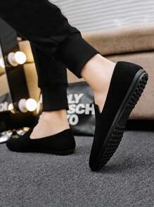 男士乐福鞋 新款休闲鞋 百搭莫卡辛鞋 一脚蹬渔夫鞋 宽松鞋 平底船鞋 男鞋 黑色正装鞋 休闲鞋 平底鞋（鞋型偏小偏窄，请选购大两码）