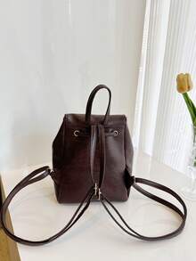 South Korea Large Capacity Pu Backpack Niche Simple Artistic Style Bunches Drawstring Backpack Classic Holiday Travel Office Workers Suitable For Bags, School Backpackback To School Essentials, School Supplies, School Bag, Backpack For School, Back To School Backpack, School Bookbag, Big Backpack, Backpack School, Back To School Bags, Waterproof, Lightweight, Portable, Business Casual, Suitable For Teen Girls Women College Students, Teacher, White-Collar Workers, Perfect For Back To School, First Day Of School, College, Work, Business, Commute