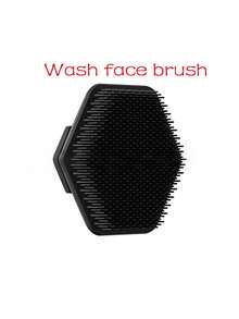 4pcs Silicone Body Brush Set - Includes: 1 Long Handle Back Scrubber, 1 Short Handle Shower Brush, 1 Hair Washing Brush And 1 Face Cleansing Brush. Non-Electric Handheld Body Brush/Face Brush, Non-Slip Handle, Strong Cleaning Power, Soft Bristles, Can Clean And Massage All Parts Of The Body. Cleaning Tool, Massage Tool - Black - View 9