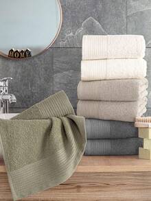 8-Piece Cotton Hand & Face Towel Set Made In Turkiye – Soft & Absorbent 50x90 Cm Towels - Khaki - View 2