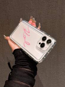 1 个带英文字母的透明气垫保护壳，Ins 风格，适用于 15 Pro Max、 14/Pro/14 Mini、 13/12/13 Mini、 11 Pro、XR/15/15 Pro/15 Plus/X/XS/XR、 16/16 Pro/16 Pro Max/16 Plus，是送给爱人、长辈、朋友、学校用品、返校的完美情人节礼物