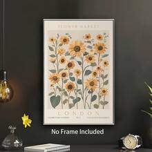 1 Stück Leinwandposter mit Blumen-Markt-Motiv, Londoner Poster-Kunst, Sonnenblumen Wanddekoration, vintage Blumen-Kunstwerk, Ausstellungswand-Dekoration, abstrakte botanische Raum-Dekoration Geschenk-Poster, ungerahmt - Verschiedenfarbig - Übersicht 3