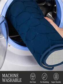 1 Piece Navy Blue Stone Texture Embossed Highly Resistant Absorbent Non-Slip Bathroom Doormat, Single Piece Or Bathroom Decorative Rug Floor Rug Outdoor Rug Door Mat Summer Bathroom Accessories Back To School - Navy - View 8