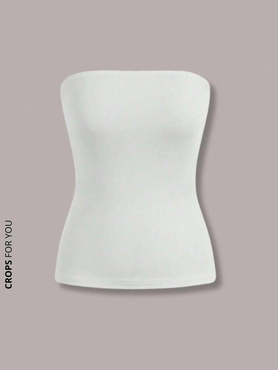 Strapless Blouse With Lined Bust - trắng - Xem 1