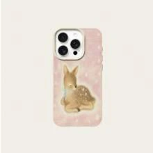 1 pieza Funda de teléfono con patrón de ciervos lindo de TPU, compatible con teléfonos inteligentes / /, color rosa soñador