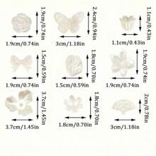 50g Cuentas grandes mixtas de 0.6-2.6cm de color beige perlado, cuentas redondas de flor y mariposa de acrílico que se pueden usar como cadenas de teléfonos móviles, collares, anillos, accesorios DIY y regalos