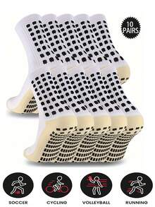 Sports Outdoor 4/5/6 Pairs Men's Performance Sports Socks With Enhanced Grip - Moisture-Wicking, Breathable Fabric - Ideal For Football, Basketball & Running - Multicolor - View 25