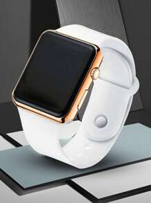 6pcs Set Minimalist Fashion LED Digital Electronic Watch & Rhinestone Jewelry Set, Suitable For Teenagers, Middle & High School Students, Back To School Essential Includes Necklace, Bracelet, Earrings And Ring