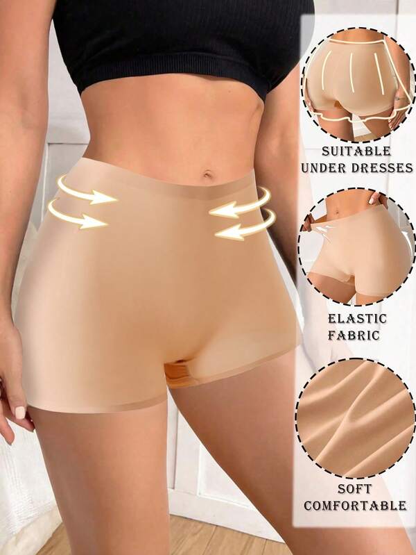 Women's Solid Color Waist Cinching Shaping Elastic Comfortable Boyshorts