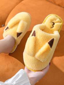 Slippers For Women 2025 New Style For College Students Couple Slippers Indoor Home Furry Slippers Autumn And Winter Bedroom Slippers Soft Bottom Non-Slip Cute Cartoon - Màu vàng - Xem 2