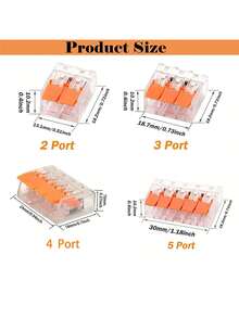 48/80/130pcs Box: Super Fast Pole Line Connectors - 2,3,4 & 5 Port Cable Clamp Wire Connectors, Electrical Wiring Connector Assortment Kit, Electrical Cam-Type Connectors, Suitable For Various Wire Types, Quick Disconnect Compact Splice Connector Terminal Kit, Comes With Transparent Box - Orange - View 4