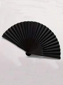 1 件优雅黑色折叠手扇 - 传统日式风格，涤纶，无需电池，男士清凉夏季配件，完美礼物之选