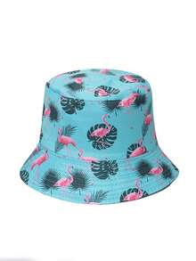 1 Stück Mode Flamingo Muster umkehrbarer Fischerhut, unisex Outdoor Lässig Sonnenhut, geeignet für den Urlaub