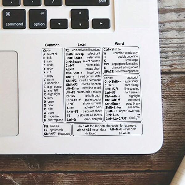 1pc/2pcs Laptop Keyboard Shortcut Reference Stickers, Includes Mini Invisible Metal Holder For Laptop, Keyboard, Tablet, Phone Angle Adjustment, Heat Dissipation, Easy To Carry