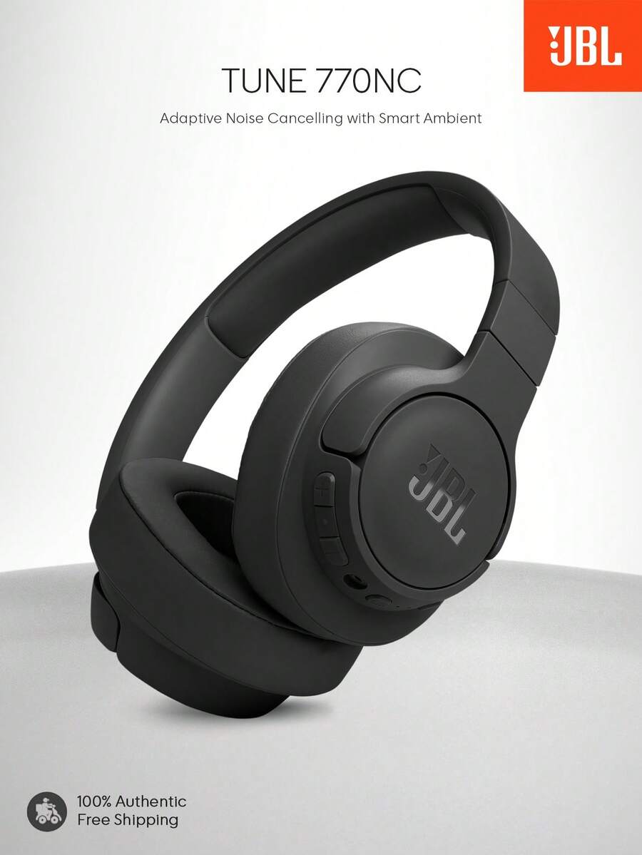 JBL Tune 770NC 智能环境降噪无线耳机，蓝牙 5.3，续航时间长达 70 小时，支持快速充电，轻巧舒适，可折叠设计