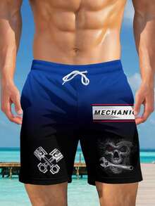 Shorts de praia casuais com estampa 3D havaiana plus size masculino - secagem rápida, cintura com cordão, perfeito para passeios de verão - Multicolorido - Ver 4