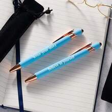 Personalised Engraved Pen Multicolor With Stylus & Pouch, Personalized Rose Gold Pens,New Job Gift For Him Her, Encouragement Gift For Uni Students, You Can Do It Gifts,Thank You Gifts For Teachers, Colleague Gift Pen For Her, Student School Leavers Presents,Personalised Gift Pens For Women, Teacher Gifts, Fancy Custom Pen - Rose Gold Pen - View 8