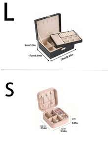 1个双层大容量首饰盒，PU皮革首饰展示盒，豪华可锁首饰收纳盒，家用首饰整理配件，可收纳项链、耳环、戒指、手镯，节日礼物，返校礼物。旅行必备配件，旅行包，度假，学习用品首饰盒首饰收纳盒 - 彩色 - 查看 7