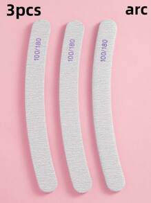 25/10/3支装指甲锉，100/180/240目砂纸双面指甲锉，美甲用品，适用于天然指甲，专业可重复使用，修甲修脚，弧形 - 灰色 - 查看 24