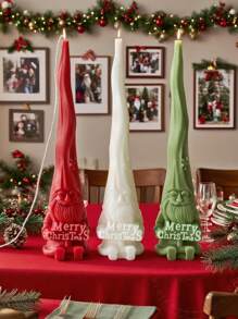 Molde de silicona de vela aromática con diseño de Santa Claus, decoración de vela larga de Navidad, se puede usar para hacer velas, piedras de aromaterapia, decoración del hogar, fácil de desarmar y limpiar, materiales reutilizables para manualidades, regalos artesanales navideños