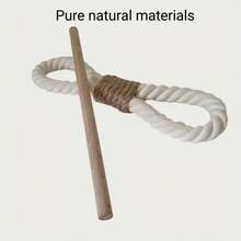 2 件天然木材和黄麻绳手工窗帘系带，适用于家庭、办公室、酒店、婚礼装饰（乳白色） - 亞麻+實木 - 查看 2