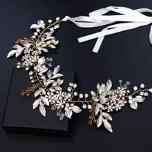 1 pièce Serre-tête/Accessoire pour cheveux tressé à la main de couleur argent, convient pour les mariages et les fêtes