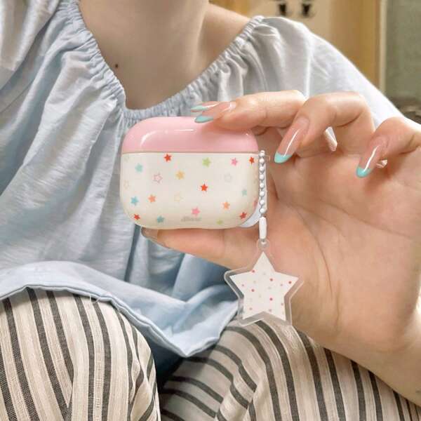 1 pieza Funda protectora de earphone Bluetooth con patrón estrellado lindo 1/2/3/4