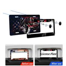 2PC Black Red Anime Eyes 2-Hole License Plate Frame Aluminum Material 6x12 Inches With Screw Set Cartoon Interesting Car Decoration Standard US License Plate Size - 12x6 Inch - View 3