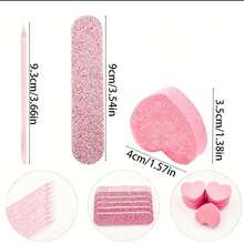 Set de 150 de bucăți pentru unghii cu sclipici roz-violet: Include 50 de blocuri de lustruit unghii, 50 de pile de unghii cu burete dublu față în formă de inimă și 50 de pile de unghii cu sclipici în formă de bară. Potrivit pentru unghii, pedichiură și consumabile pentru lustruire/finisare în confecționarea bijuteriilor cu sclipici roz strălucitor.