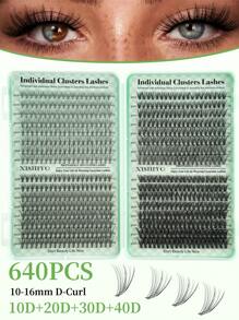 640pcs Lash Clusters 10D20D30D40D50D60D80D100D DIY Lash Extension Faux Mink Eyelashes - Premium D Curling Natural Volume Individual Lash Clusters For DIY Eyelash Extensions - Reusable, Lightweight, And Easy To Apply