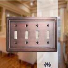 Monarch Abode 19651 Single Switch Architectural Toggle Decorative Wall Plate Switch Plate Outlet Cover, 1-Gang, Antique Copper Finish (Pack Of 2)
